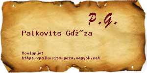 Palkovits Géza névjegykártya