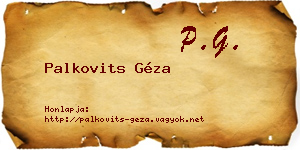 Palkovits Géza névjegykártya